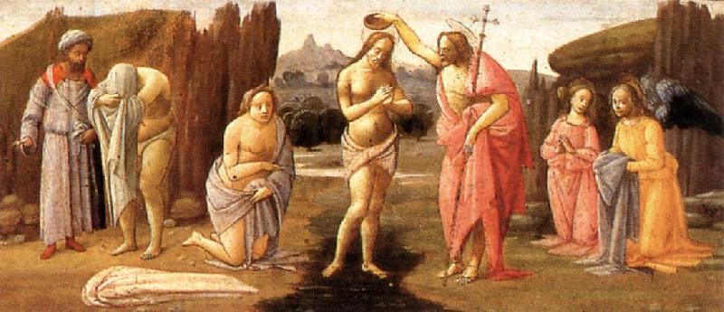 BARTOLOMEO DI GIOVANNI Predella: Baptism of Christ d France oil painting art